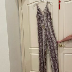 Dress the population , M , sequin , lavender and silver